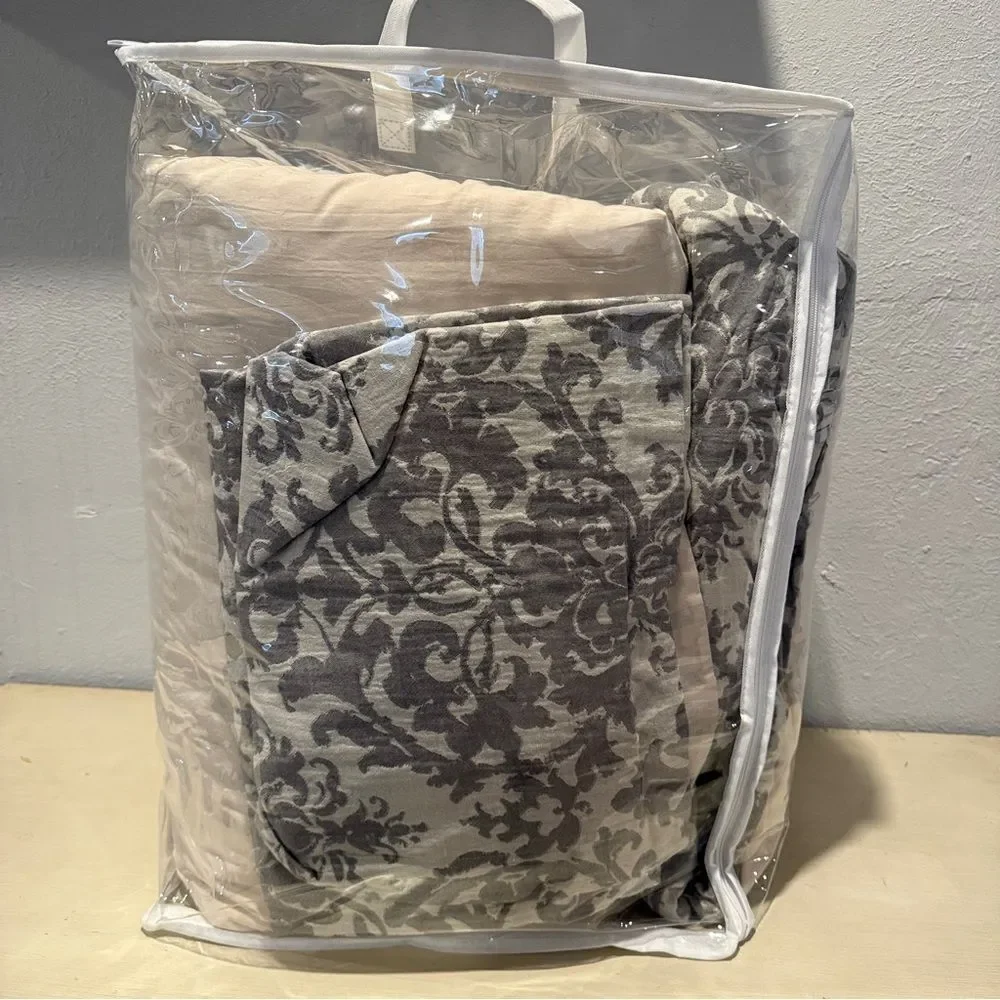 Pottery Barn Jacquard Medallion Linen Gray and Cream Shams and Claritin Insert